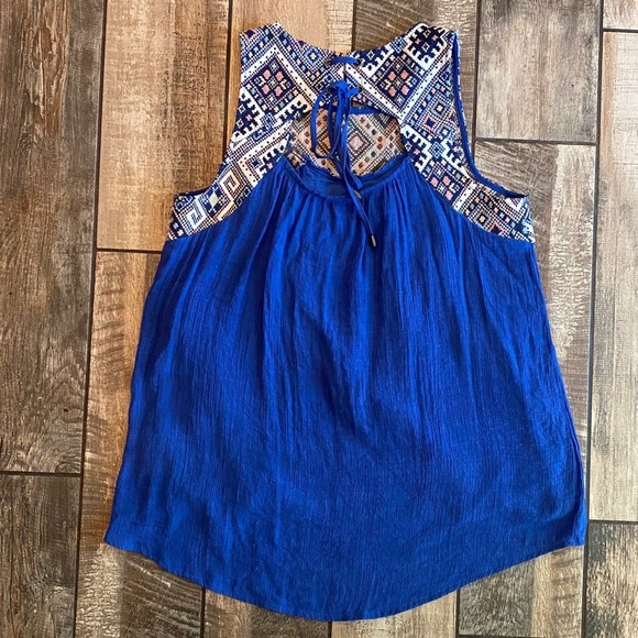 Doe & Rae Royal Blue Tank with Embroidered Accents - Picture 2 of 13